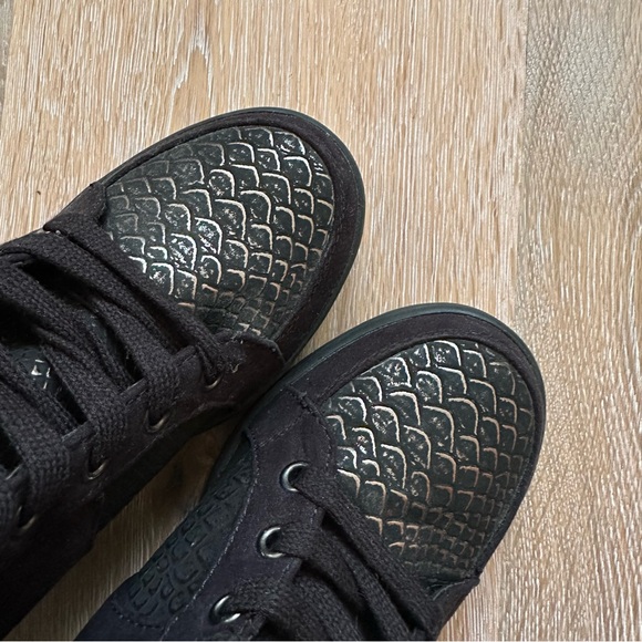 Call It Spring Black Gold Faux Suede Booties Hidden Wedge Hidden Heel - US 7 - Picture 2 of 10